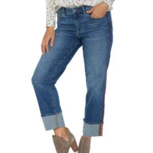 Vince Camuto Straight Leg Cuffed Jeans Red Side Piping 16W